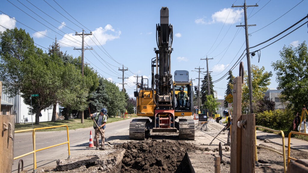Excavation and trenching for transmission main installation in urban corridor